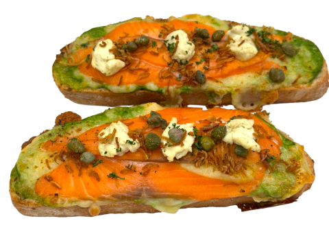 スモークサーモンとほうれん草のタルティーヌ